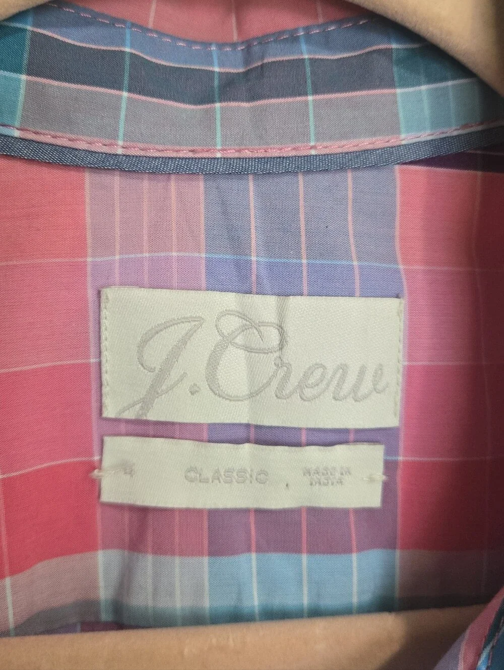 J. Crew Shirt Dress Women’s Size 4 Pink Plaid Tie Waist Button Midi Shirt Dress